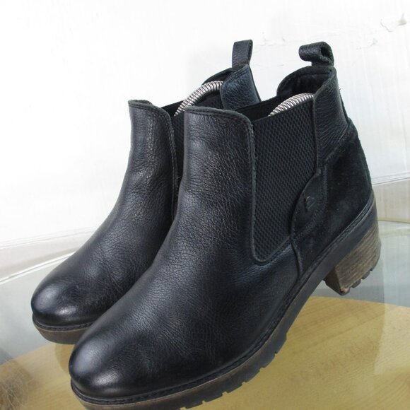 Bullboxer Women's Chunky Heel Ankle  Boots Black Leather Euro 40/ Size 9 US - Picture 3 of 9